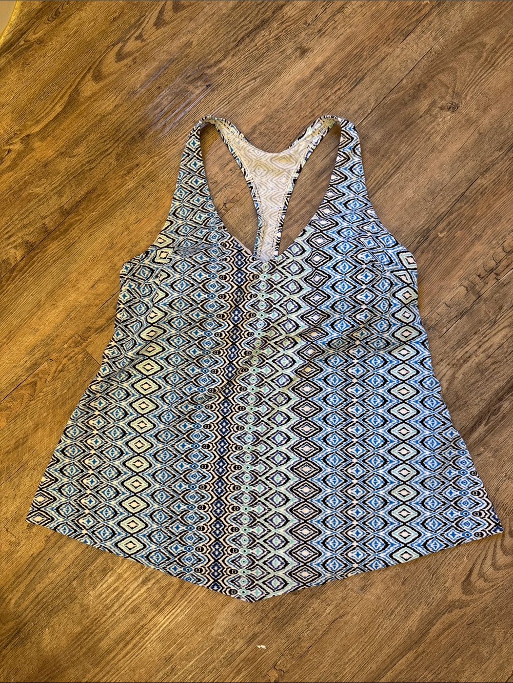 Island Escape Blue Geometric Racerback Swim Tankini Top